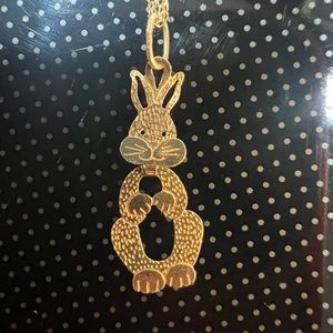 Bunny, floating body necklace. 20 inches.